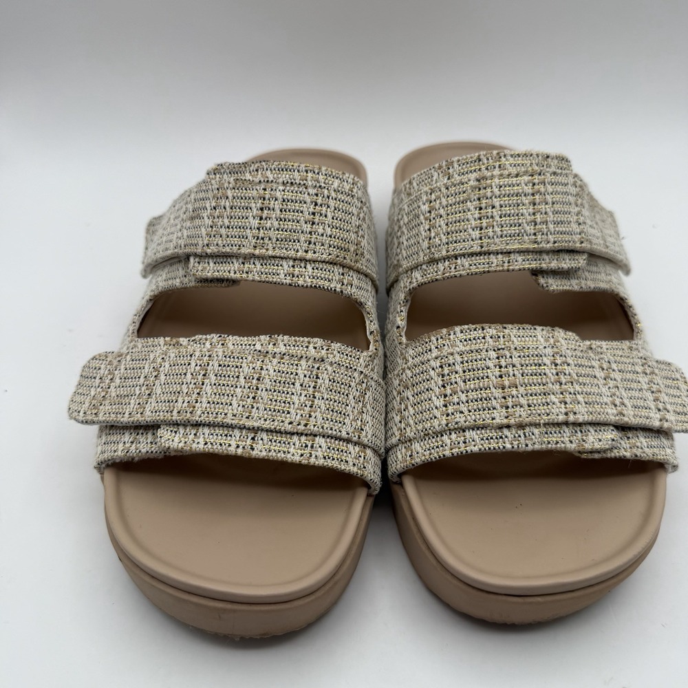 VIONIC Riviera Platform Womens Slides Sz 7.5 Wide Metallic Tweed Comfort Sandals - Picture 2 of 8